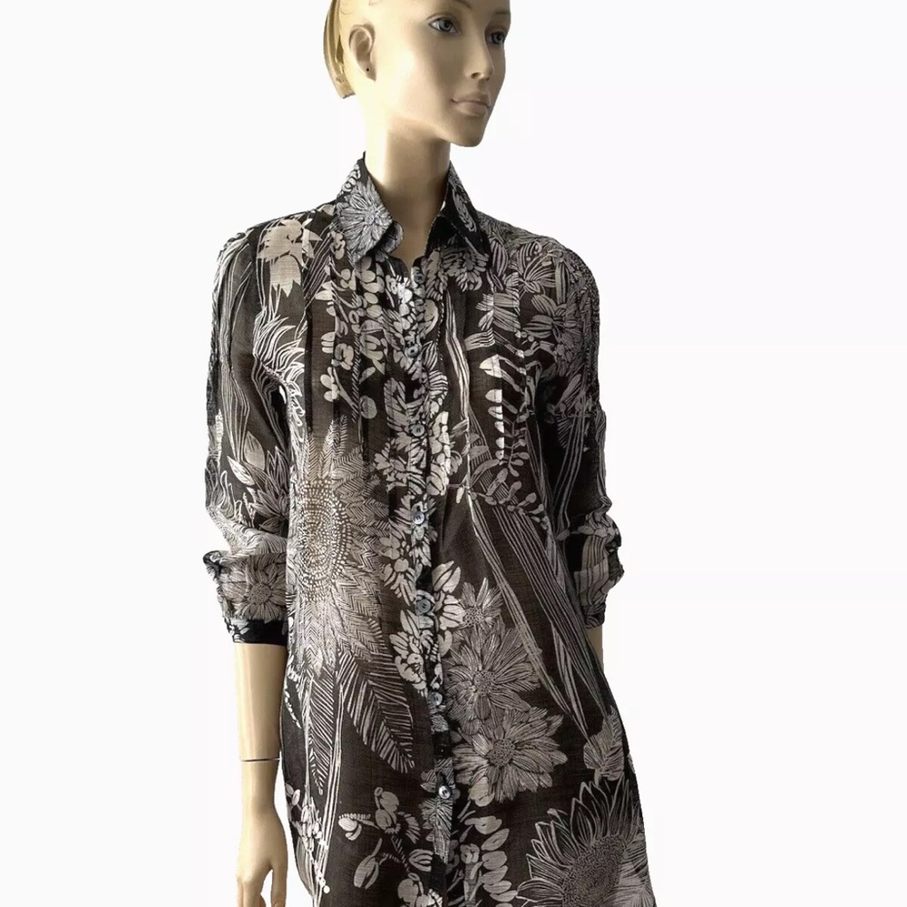Armani Collezioni semi sheer button up tunic- shirt size 6